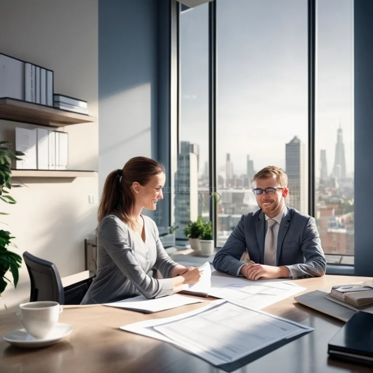 مستشار قانوني يساعد في مراجعة وثائق عقارية